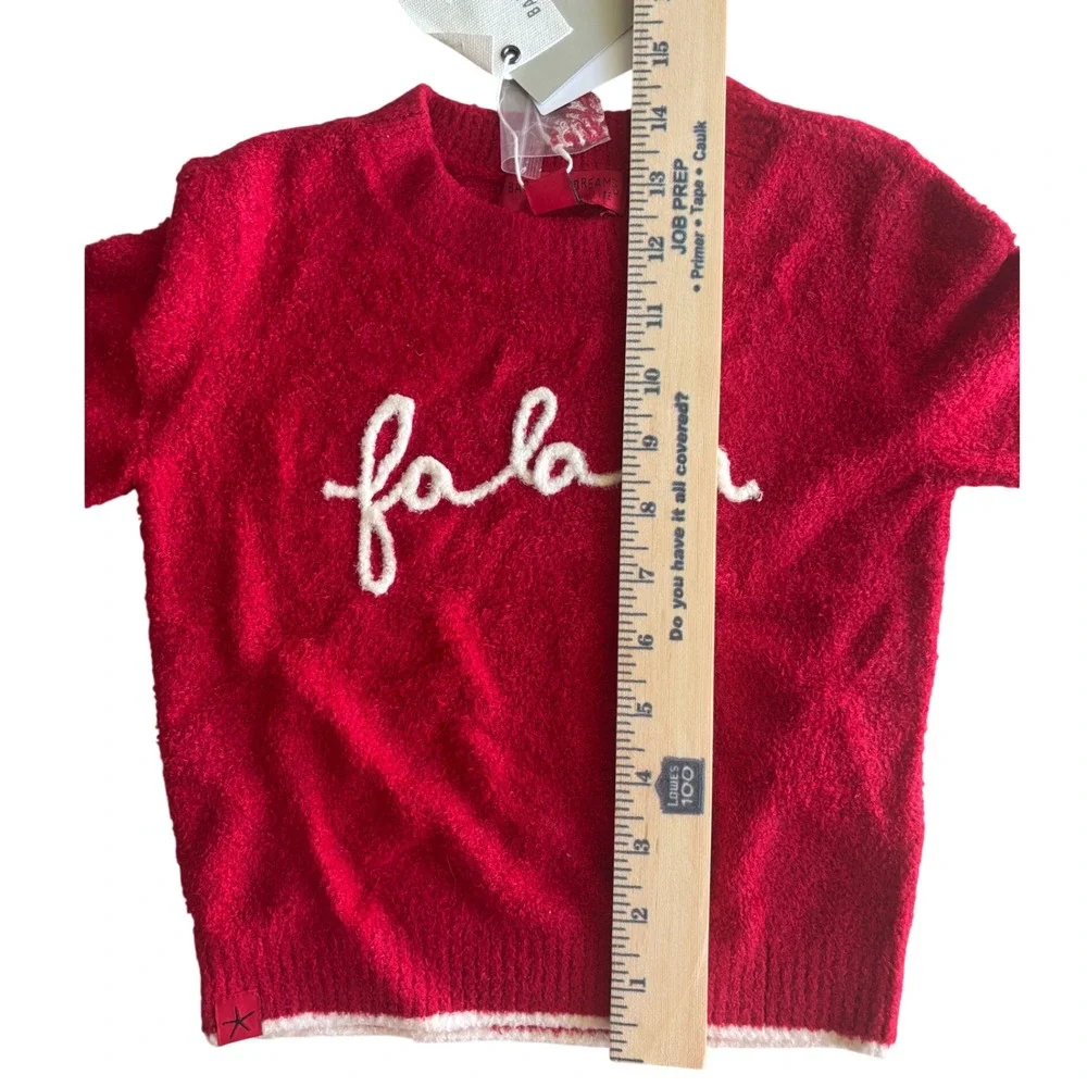 Barefoot Dreams Kids Christmas Pullover Holly Red CozyChic Sweater 2T/3T NEW